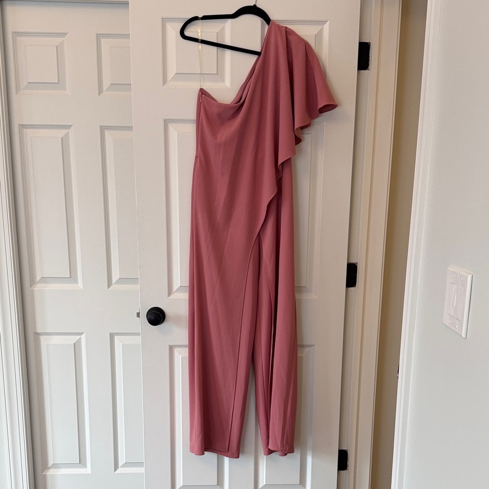 MARINA One-Shoulder Pink Jumpsuit
